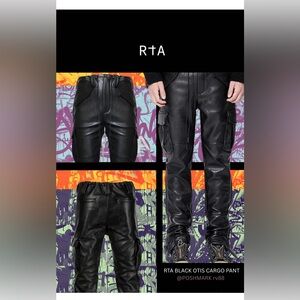 RTA Otis Relaxed Fit Vegan Leather Cargo Pants NWT Size M